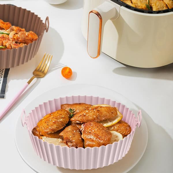 2-pak Airfryer silikoneforme 8 tommer silikone tynd blå
