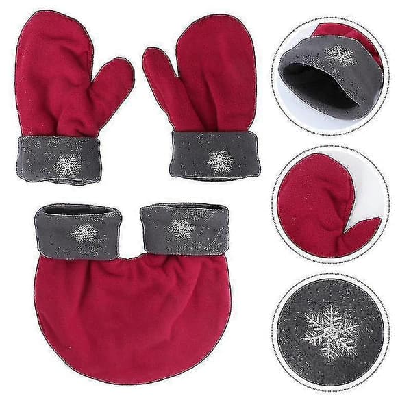 3 par polarfleece-handsker til elskere, vintertykke varme handsker, søde julegaver, romantiske parvanter (rød)