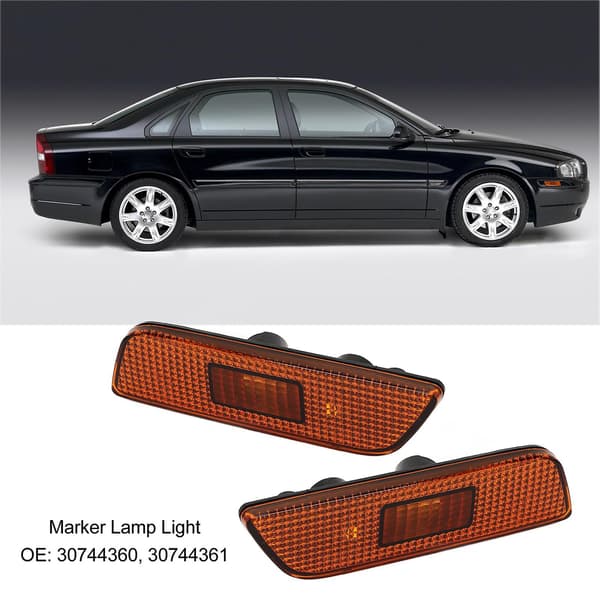 Front Position Light Lamp 30744360 (Left & Right) for Volvo S80 2002 - 2006, Yellow, Without Bulbs (FMY)