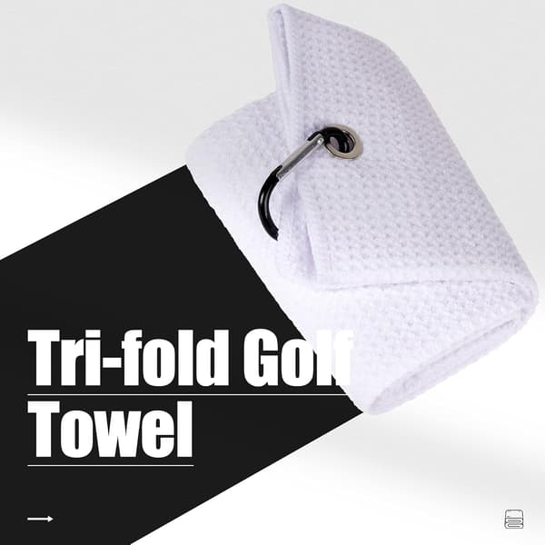 Tri-Fold Golfhåndklæde - Premium Mikrofiberstof - Præget Mønster