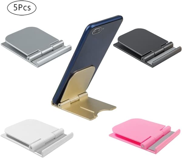 5-pak Universal Sammenklappelig Mobiltelefonholder Stativ til Tablets, Læsere, Mini iPad, Smartph