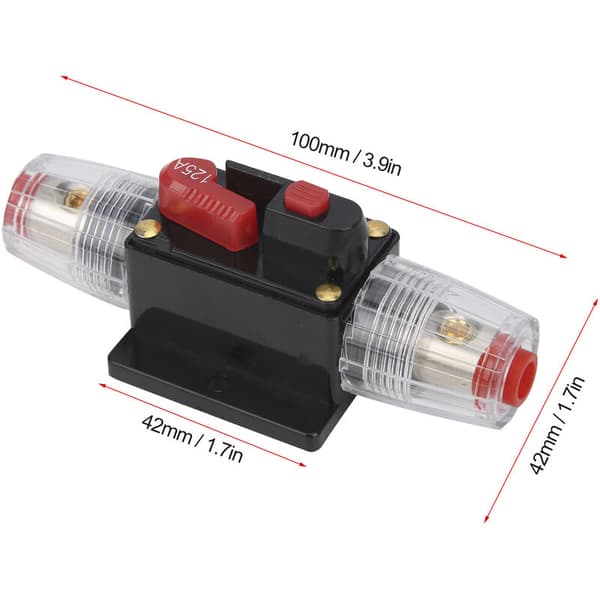 12-24V 125A Stereo Audio Afbryder Selv-nulstillende Sikring Inline Holder til Bil Båd
