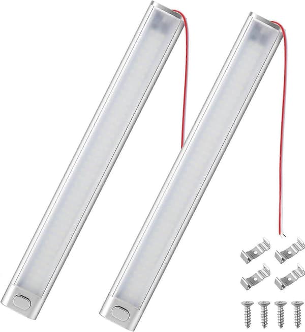 LED Interior Light Bar, 120 LED Strip with Switch, 12V-85V White Lamp, Interior Lighting for RV, Car, Camper Van, Bus, Caravan, Kitchen -FX-