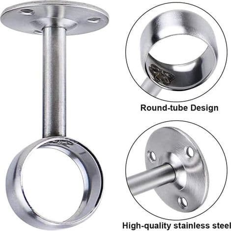 Curtain Rod Brackets, 8 Pcs Wardrobe Rod Supports, Ceiling Mounted Curtain Rod Brackets for Ceiling or Wall Surfaces, Suitable