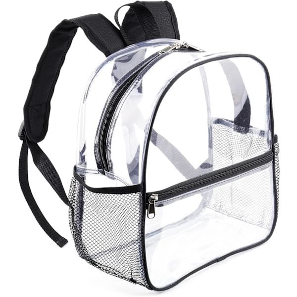 Mini Clear Backpack 12x12x6 Stadium Approved Plastic Backpack, Black, Sport