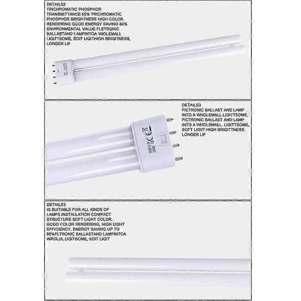 2 stk. 24W kompaktlysstofrør 6500 hvidt lys H-rørslampe intubation