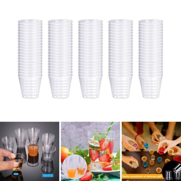 100 st Återanvändbara Plastshotglas 30 ml Snapsglas för Fest Klara Shotglas Starka Hållbara Glas för Banketter Party
