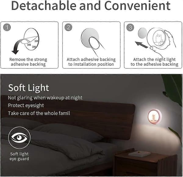Motion Sensor Night Light, Magnetic Rechargeable Bedside Lamp, Adjustable Brightness Motion Sensor Light