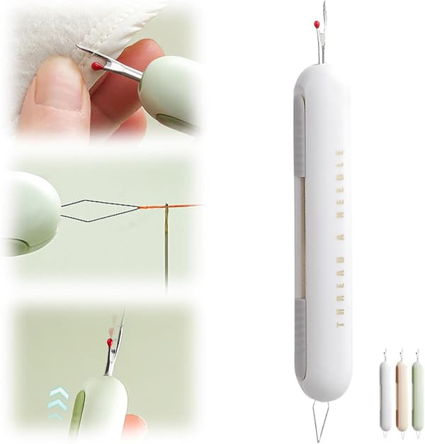 2024 Upgrade 2-in-1 Needle Threader Seam Ripper, Needle Threader Seam Ripper for Sewing Grey Grey
