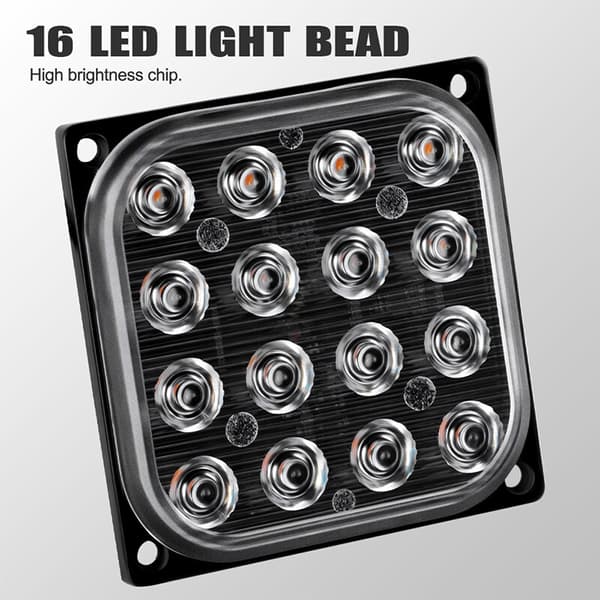 Firkantet 16-LED blinkende sidemarkeringsindikator brems baklys for