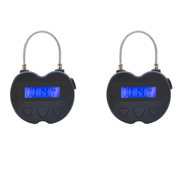 2x Smart tidslås LCD-skjerm Tidslås USB oppladbar midlertidig timer hengelås reiseelektronikk