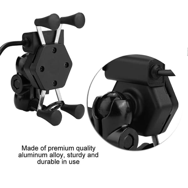 Universal Motorcycle Phone Holder Mobile Stand Bracket Support USB Charger