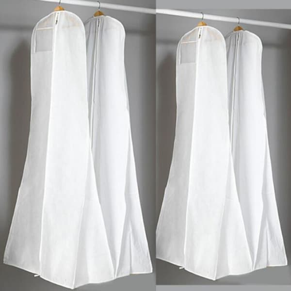 180 cm Bröllopsklänning Dammskydd Non-woven Tyg Andningsbart Aftonklänning Dammtätt Förvaringsskydd (Vit-1st)