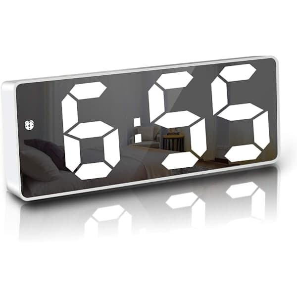 6,7\" LED Mirror Digital Clock Bedside Alarm Clock Morning, Voice Control