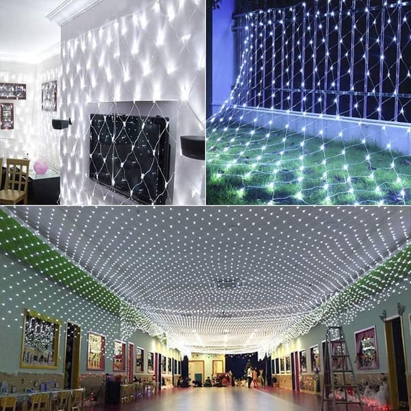 3M x 2M Net Lys Udendørs Jule Net Lys til Buske Plug-in, 200LED Julehavelys Vandtætte (Kold Hvid)