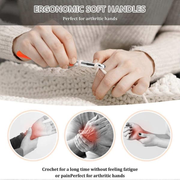 Crochet Hook with Storage Bag Ergonomic Crochet Hook with Soft Grip, Extra Long Eye Blunt Knitting N