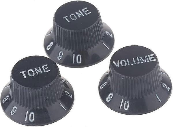 Metriske Strat-knapper 1 volumen og 2 toneknapper til Fender Stratocaster Elguitar, Sort