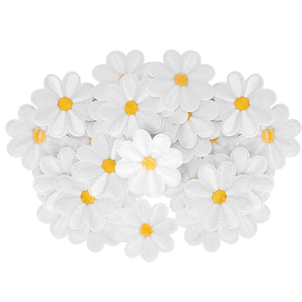 40 Daisy Pattern Embroidered Fabric Stickers, Iron-on Patches, DIY Backpack Clothing Accessories