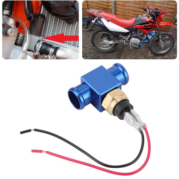 Thermostat Water Temperature Sensor Radiator Cooling Fan Temperature Sensor for Motorcycle ATV Off-road Vehicle (Blue)