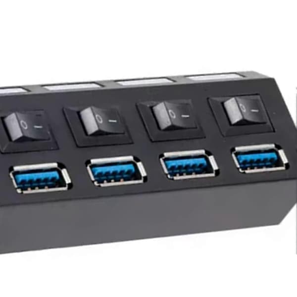4-ports USB HUB 3.0 Hub USB-splitter Multi USB Hub 3.0 Hub Strømadapter med individuel afbryder til PC