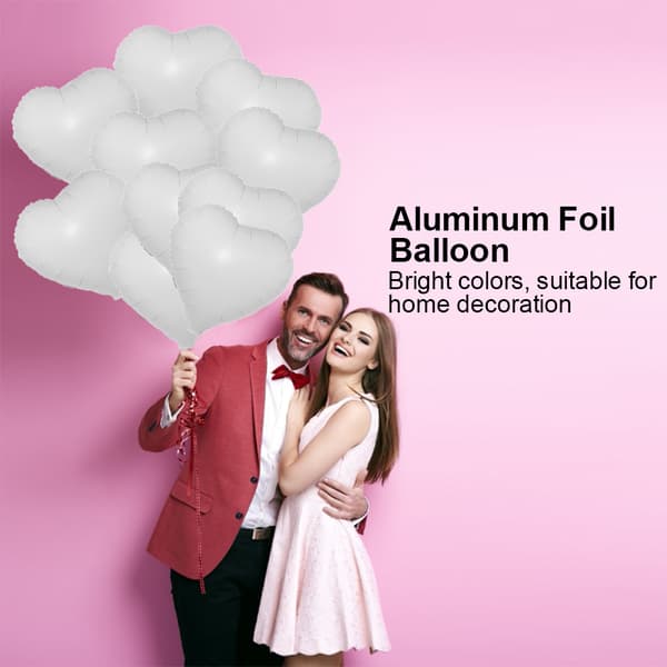 10 stk 18\" Hjerteformede Folieballonger for Fest, Bryllup og Bursdagsfeiring (Hvit)