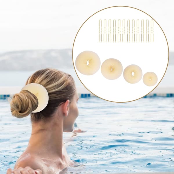 4-pack Hårdonut Hårstylingformare Set, 4 Storlekar Hårdonut Bun Ring Med 20 Gyllene Hårnålar, Chignon Bun Maker Hårring Stiltillbehör-yux