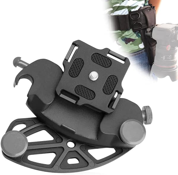 Camera Clip, Camera Holder, Aluminum Camera Holder Belt Clip with 1/4\" Screw, for DSLR Camera, Backpack