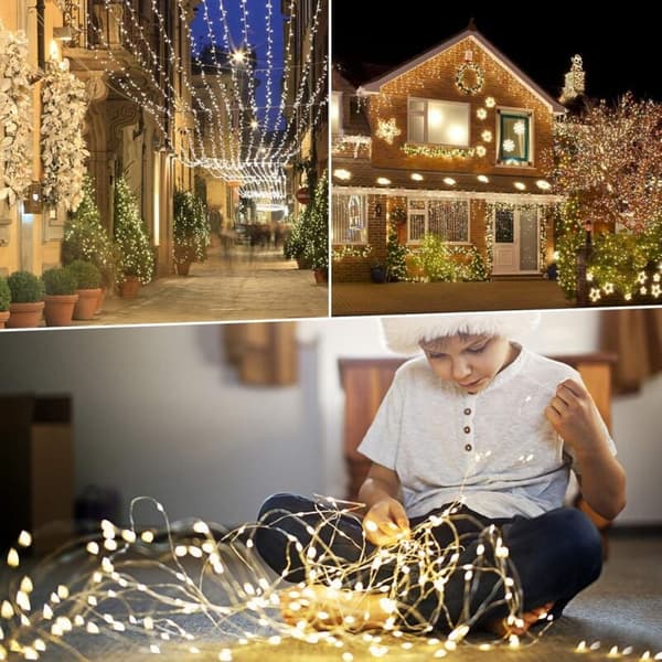 Solar LED String Lights Outdoor, 2 Pack 200 LED Waterproof Solar String Lights 22m with 8 Modes, Compatible with Garden, Patio, Tent, Wedding