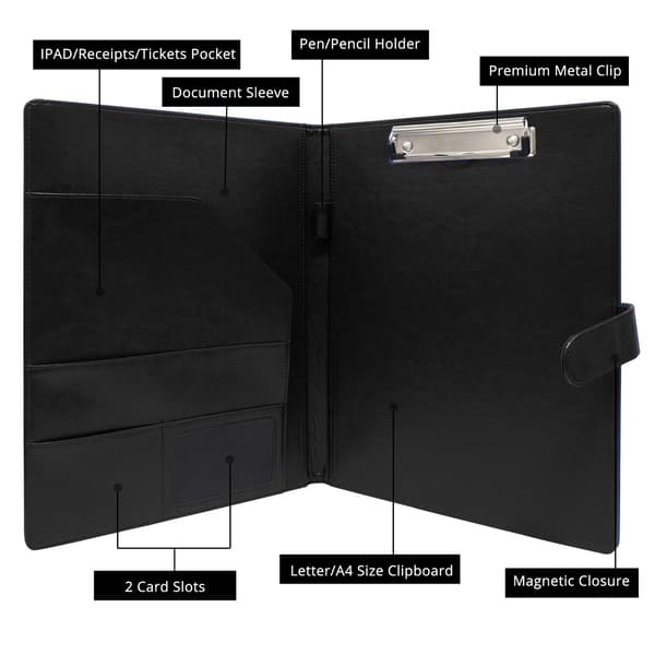 A4 magnetisk konferencemappe med opbevaringsportefølje Padfolio PU-læder interviewdokumentorganisator