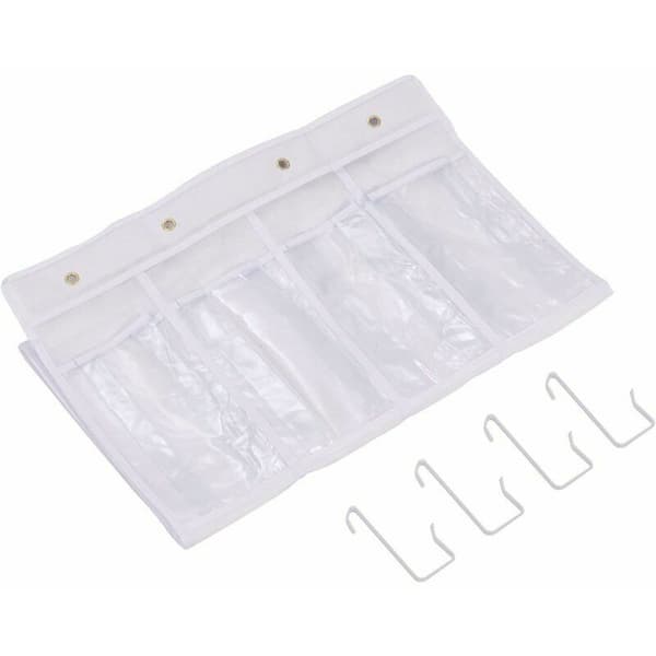 Space-saving shoe rack, over the door shoe rack, 24 pockets with 4 hooks, 48.3W x 162.6H, White + Safe