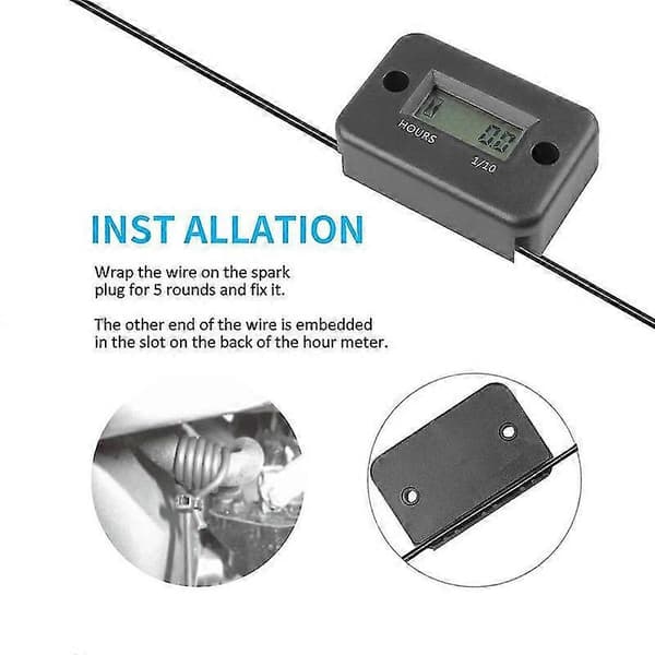 Hour Meter with Battery Timer LCD Digital Display RPM Car Motorcycle Jet Ski Boat Gauge Counter Tachometer Engine Tool