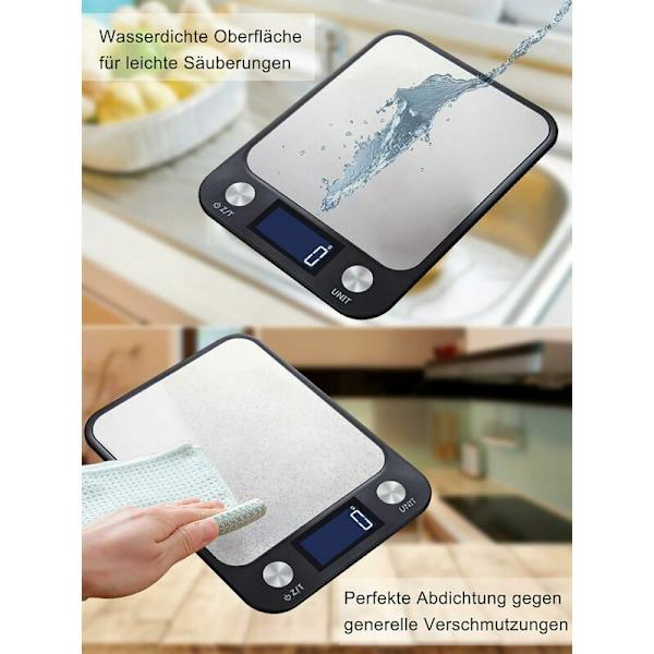 1g-10kg Digital Kitchen Scale with Touch Screen, USB Charging, Bright LCD Display, High Precision, Electronic Scale, Black