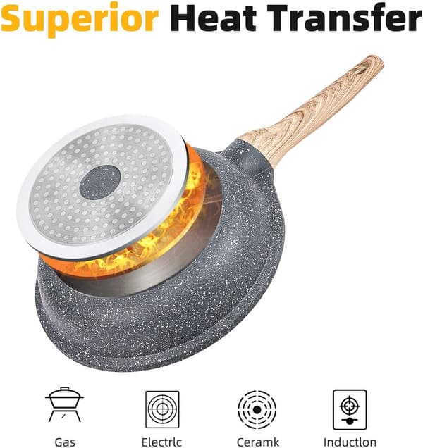 Non-stick Stegepander 24cm Granit Stegepande Stenpander Grå