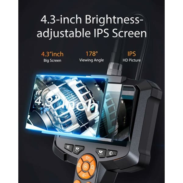 Endoscope Camera, 4.3 IPS Screen 1080P HD Inspection Camera Endoscope Camera, IP67 Waterproof (1m)