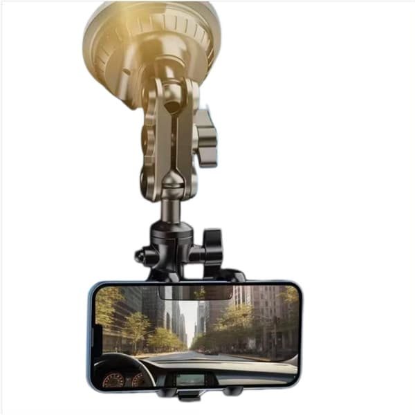 Car-specific suction cup phone mount for filming, ABS 360° rotating, adjustable for portrait and landscape, for dashboard and windshield during livestreaming