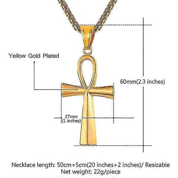 (Guld) Klassisk Herre Dame Rustfrit Stål Egyptisk Ankh Kors Vedhæng Par Halskæde