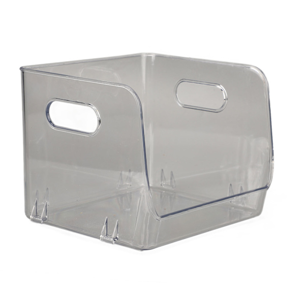 Office Storage Holder Transparent Stackable Design Waterproof Dustproof Double Handles PET Storage Container Small Transparent White
