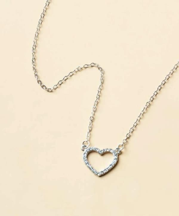 Diamant Sølvhalskæde NYHED! hjerte diamant sølv hjärta diamant silver