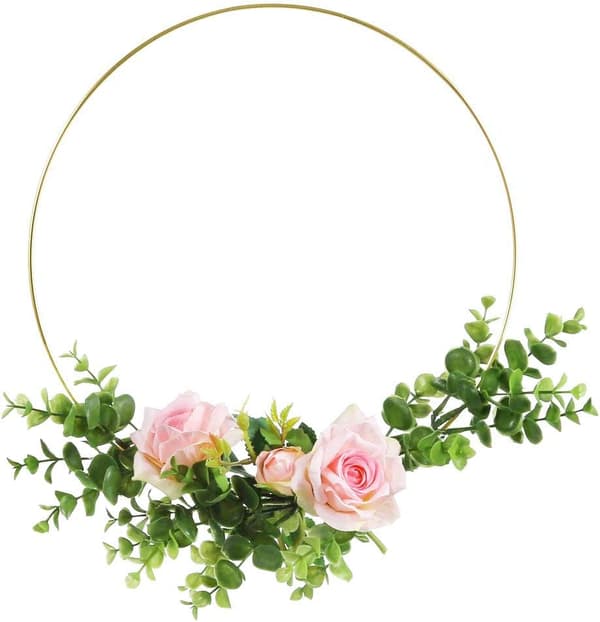 10 stk 25 cm metallring Makrame blomstergull metallkrans