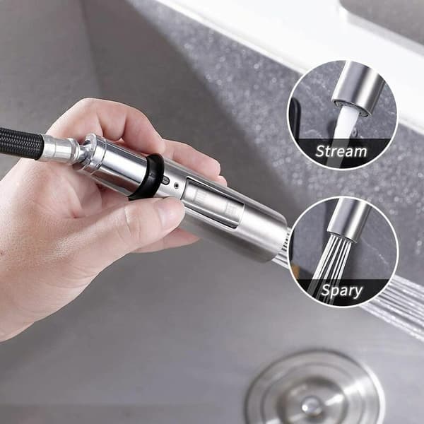 Erstatning Kjøkkenkran Munnstykke Spray Universal Avtakbart Kranhode G1/2 SUS304 Rustfritt Stål (galvanisering)