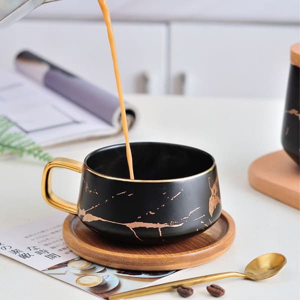 Espressokop, 300 ml cappuccinokopsæt, marmor kaffekop