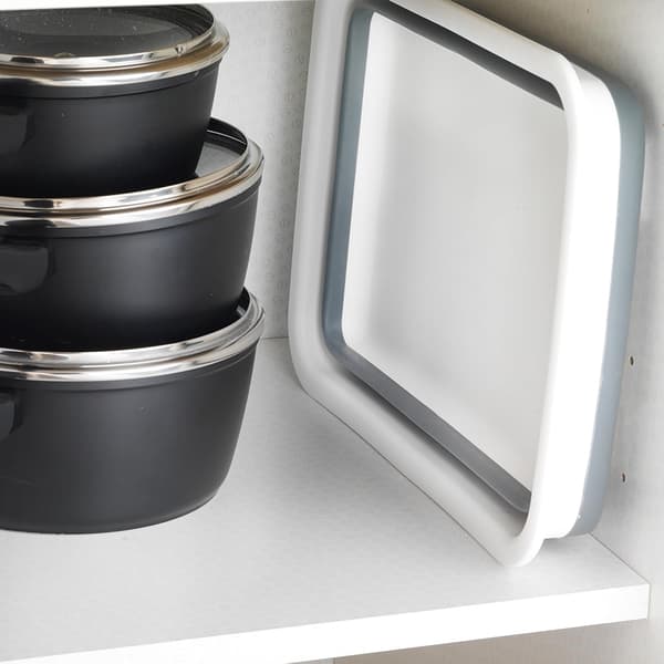 Sammenleggbart basseng, bærbar skål, for oppvask/camping, rektangulær plassbesparende design, enkel oppbevaring for hjemmet (6,2L, grå)