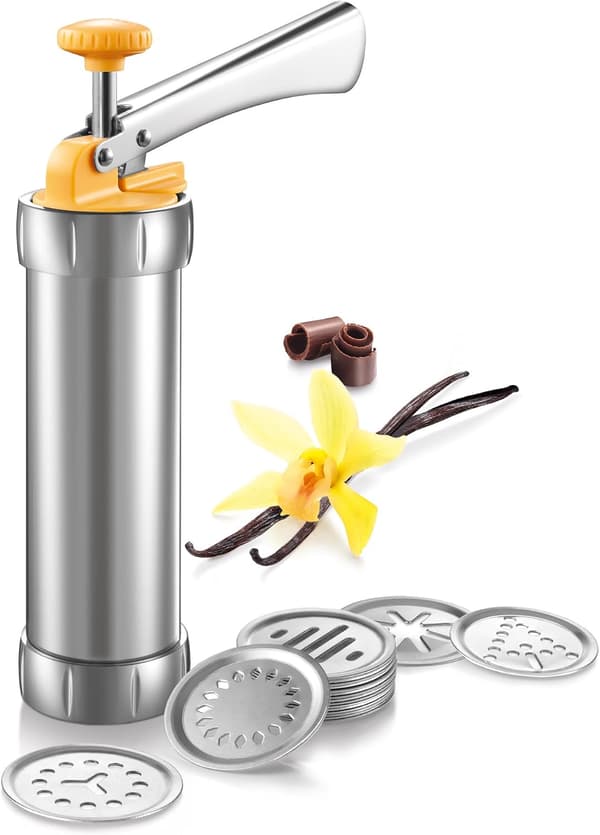 Cookie Press Set (20 Pieces), Baking Tools, Aluminum Alloy Nozzle, Fondant Bean Press for Baking