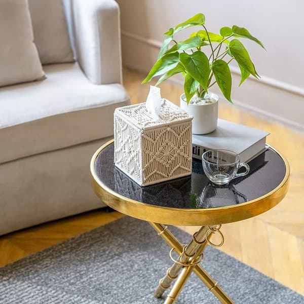 Boho firkantet serviettbeholder med perlespenne for hjem KLB
