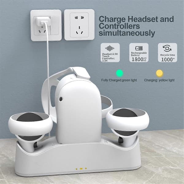 For Grip Magnetisk Ladestasjon med Batterisett Multifunksjonelt VR-sittelader Tilbehør