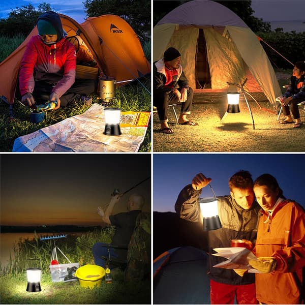 Genopladelig campinglygte, campinglamper til telte, lang batteritid 5 lystilstande til nødsituationer, fiskeri, vandring osv.