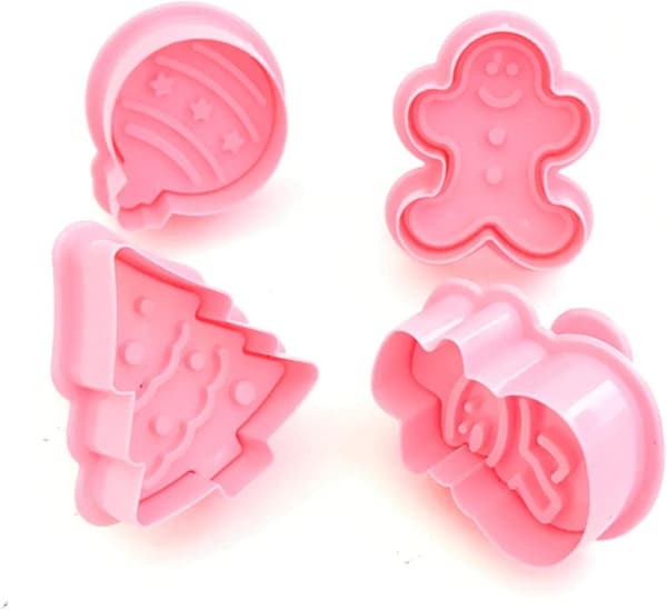 4 st 3D Julgran Snögubbe Lykta Pepparkaksgubbe Bakning