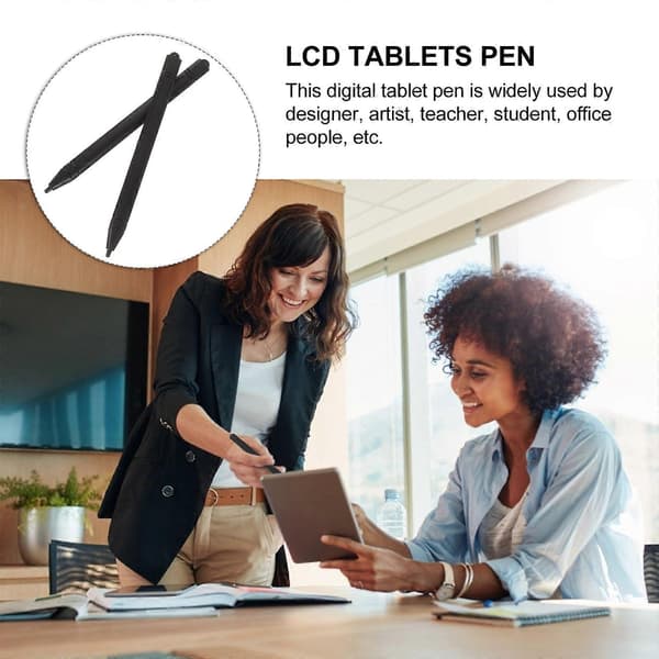 2 st Universal LCD Tablet Pennor Digital Stylus Målning Digital Touch Penna för Tidningsredigering Ritningsdesign (Svart)