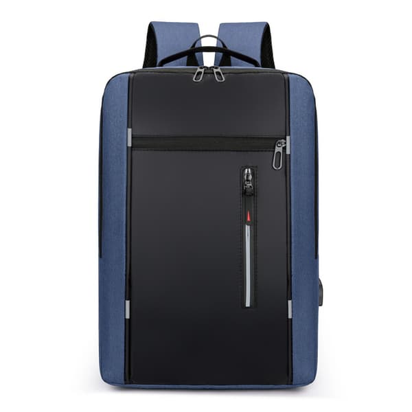 Laptopryggsäck i Oxfordtyg med USB - Blå