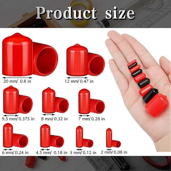 156 Pieces Flexible End Caps Bolt Screw Rubber Thread Protectors in 9 Sizes Form 2/25 to 4/5 In
